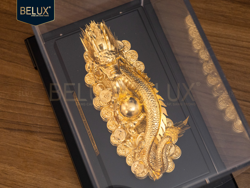 Tượng Rồng Vàng Tài Lộc dát vàng 24k - Linh vật chiêu tài, kích hoạt may mắn và thịnh vượng&nbsp;